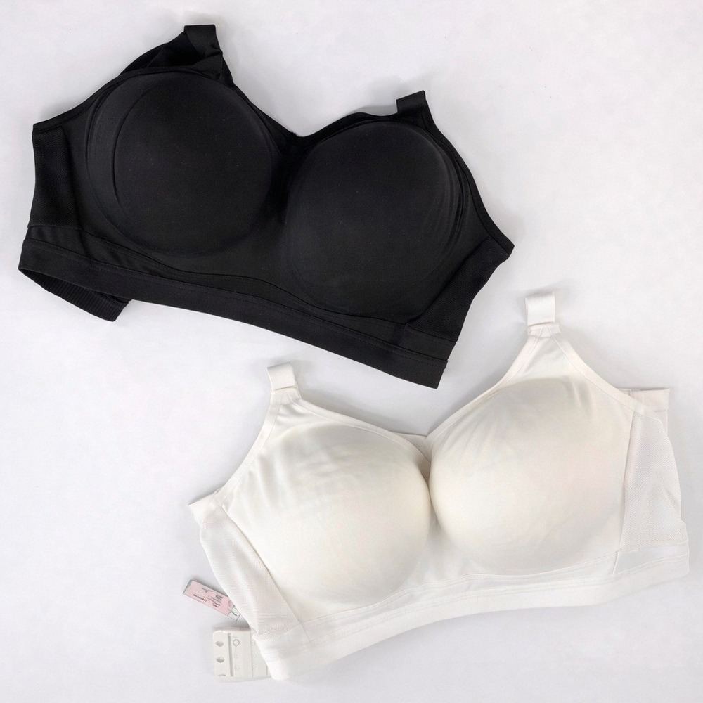 Victoria Secret Sport Bra Lot 2 38DD Black White High Impact Wireless Racerback